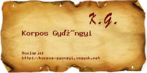 Korpos Gyöngyi névjegykártya