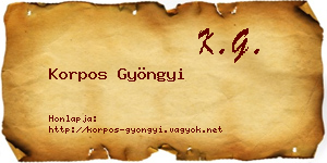 Korpos Gyöngyi névjegykártya
